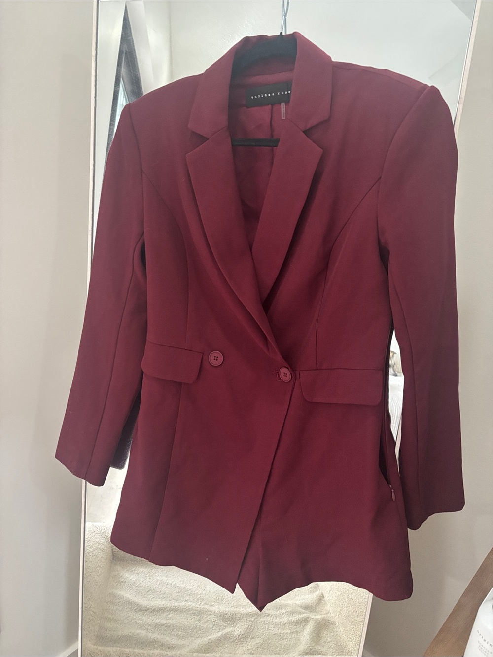 Endless Rose Burgundy Double-Button Blazer Romper